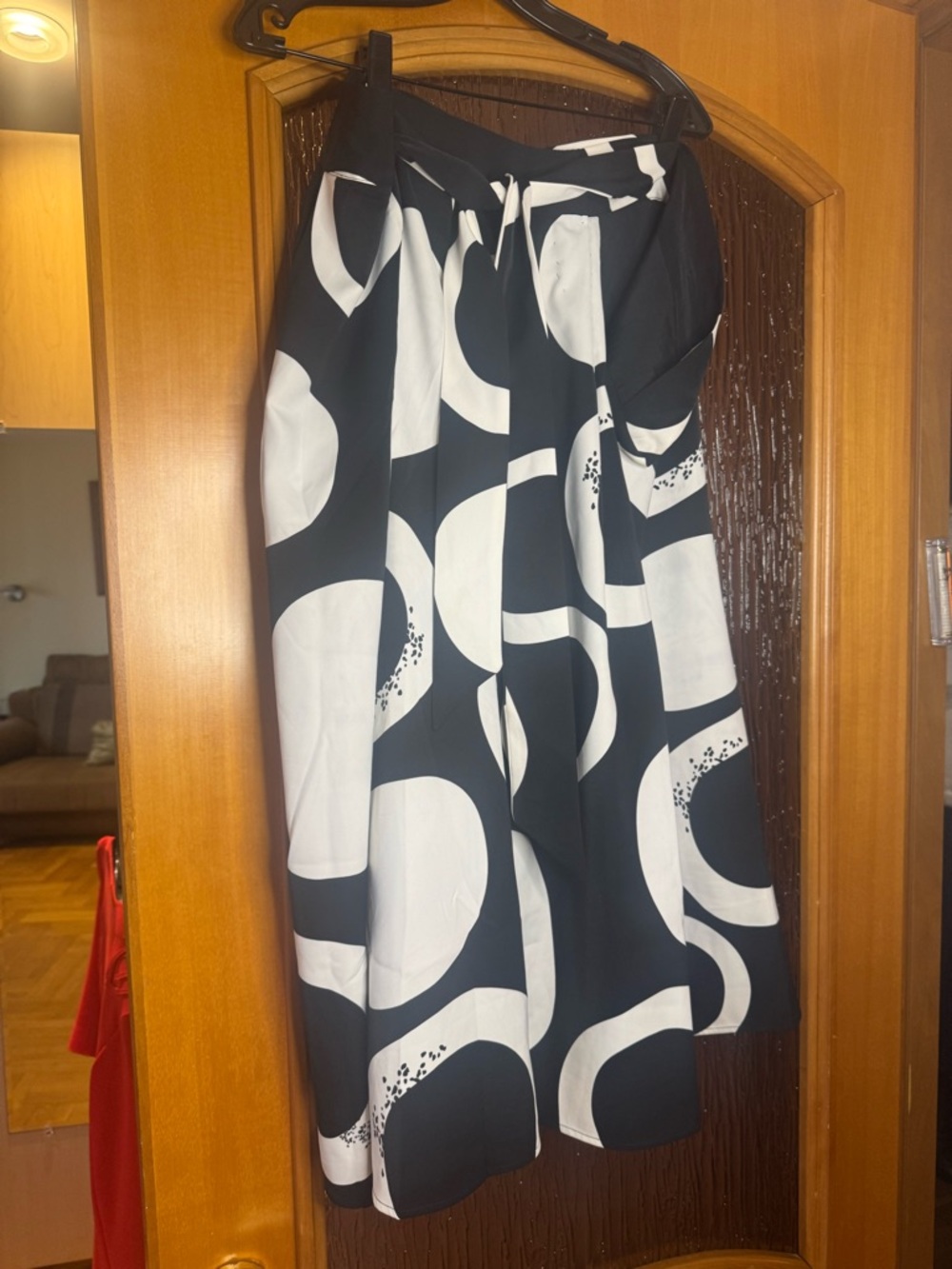 Garcia Monochrome Abstract Wrap Skirt with Tie Waist Sz L - Picture 10 of 13